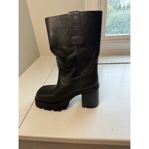 E8 by Miista Leather Slouch Mid Calf Boots Black EU 39 New $240 [jb]